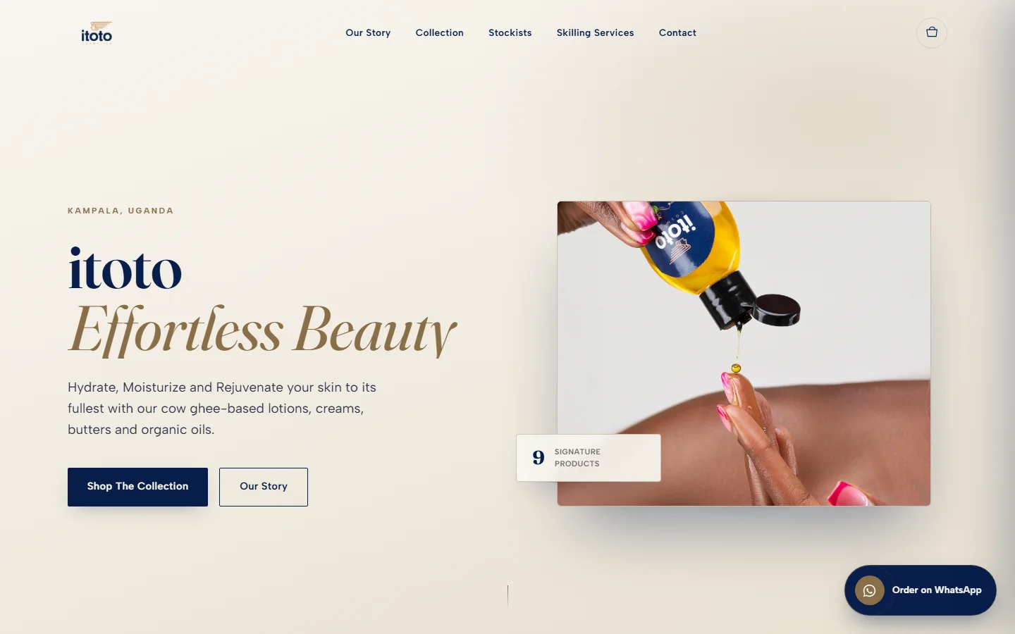 The itoto Cosmetics website, designed and built by Kent Systems Africa, on a laptop